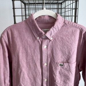 Lacoste Men's Casual Mauve Red Button-Down Shirt